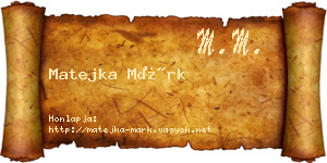 Matejka Márk névjegykártya