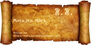 Matejka Márk névjegykártya